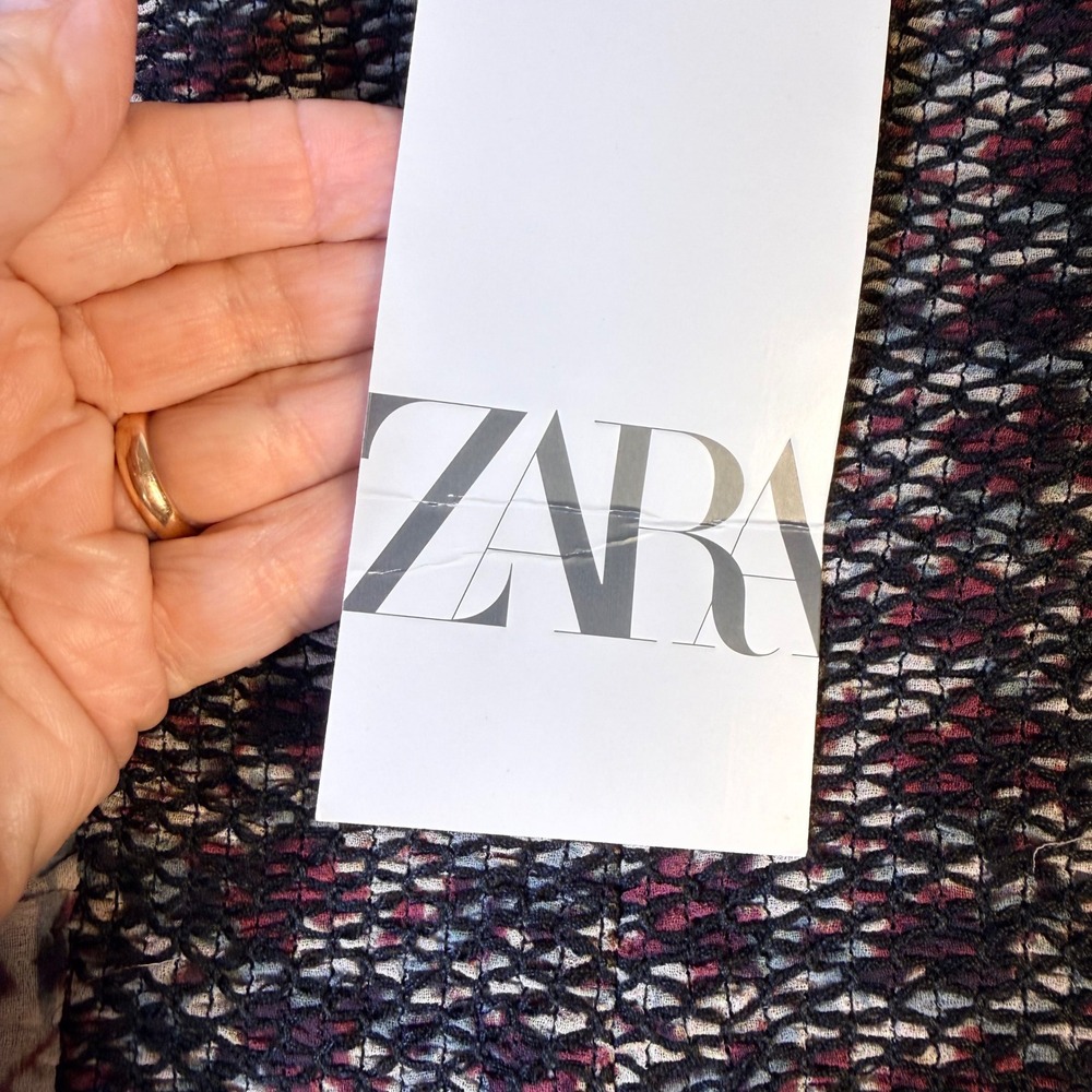 Zara XS Floral Babydoll Mini Dress Boho Cottagecore Smocked Tier  Festival fairy - Picture 13 of 16